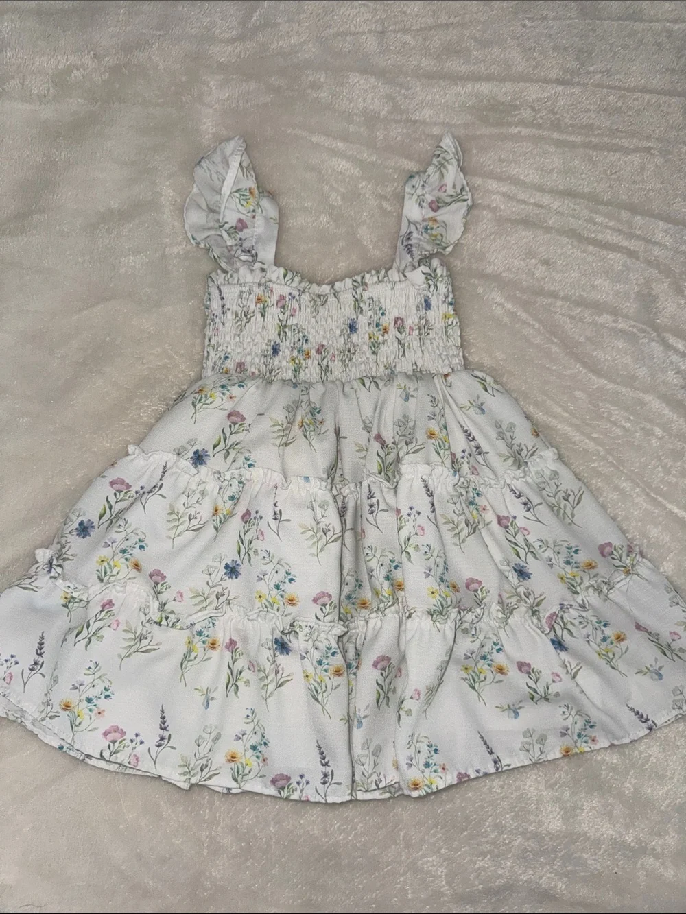 Smocked White Floral Sundress for Girls